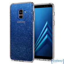 Чехол бампер Spigen Liquid Crystal Glitter Case для Samsung Galaxy A8 2018 Crystal (Прозрачный)