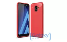 Чехол бампер Ipaky Carbon Fiber для Samsung Galaxy J6 2018 Red (Красный)