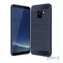 Чехол бампер Ipaky Carbon Fiber для Samsung Galaxy A8 2018 Blue (Синий)
