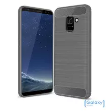 Чехол бампер Ipaky Carbon Fiber для Samsung Galaxy A8 2018 Gray (Серый)