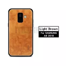 Чехол бампер Mofi Leather Bumper для Samsung Galaxy A6 Plus 2018 Light Brown (Светло коричневый)