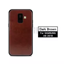 Чехол бампер Mofi Leather Bumper для Samsung Galaxy A6 2018 Dark Brown (Темно коричневый)