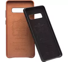Чехол бампер с натуральной кожи Qialino Leather Back Case with Metal Buttons для Samsung Galaxy S9 Plus Black (Черный)