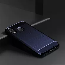 Чехол бампер Ipaky Carbon Fiber для Samsung Galaxy A30 Blue (Синий)