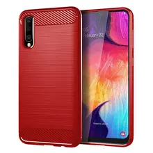 Чехол бампер Ipaky Carbon Fiber для Samsung Galaxy A70 Red (Красный)
