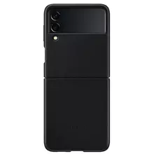 Оригинальный чехол бампер Samsung Leather Back Cover для Samsung Galaxy Flip 3 Black (Черный) EF-VF711LBEGRU