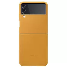 Оригинальный чехол бампер Samsung Leather Back Cover для Samsung Galaxy Flip 3 Yellow (Желтый) EF-VF711LYEGRU