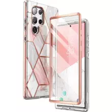 Противоударный чехол бампер i-Blason Cosmo для Samsung Galaxy S22 Ultra Marble Pink (Розовый Мрамор)