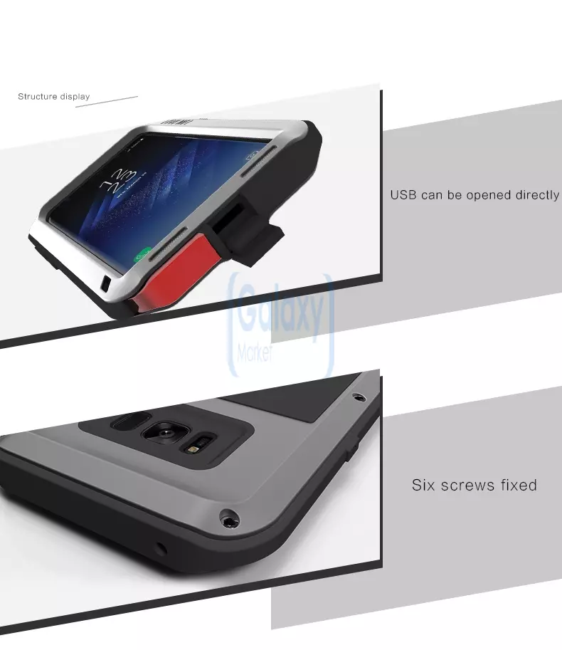 Противоударный металлический Чехол бампер Love Mei Powerful для Samsung Galaxy S8 Plus Red (Красный)