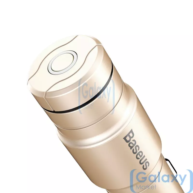 Беспроводные Bluetooth наушники и Автомобильное зарядное устройство от прикуривателя 2 в 1 Baseus BC02 для cмартфона Gold (Золотой)