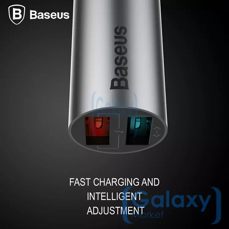 Автомобильная зарядка от прикуривателя Baseus CarQ Series Dual USB Car Charger для быстрой зарядки смартфонов и телефонов Grey (Серый)