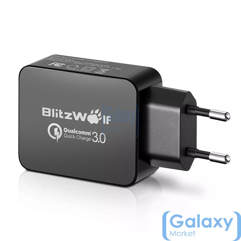 Сетевая зарядка для смартфонов BlitzWolf QC3.0 18W Power 3S Tech Black (Черный) BW-S5