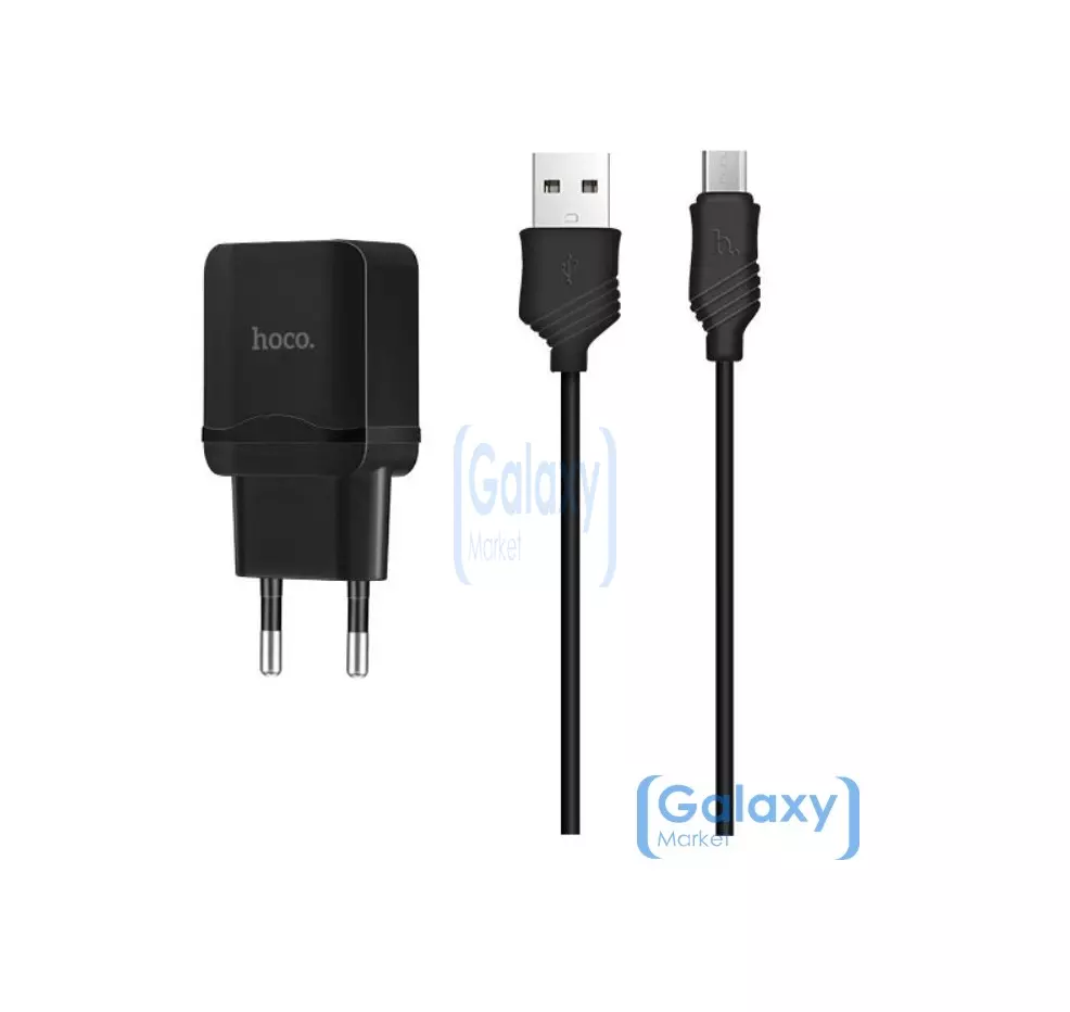 Сетевая зарядка для смартфона Hoco C22A micro USB Bkack (Чёрный)