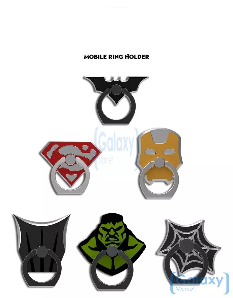 Кольцо держатель-подставка R-just Super Hero Spiderman Gray (Серый)