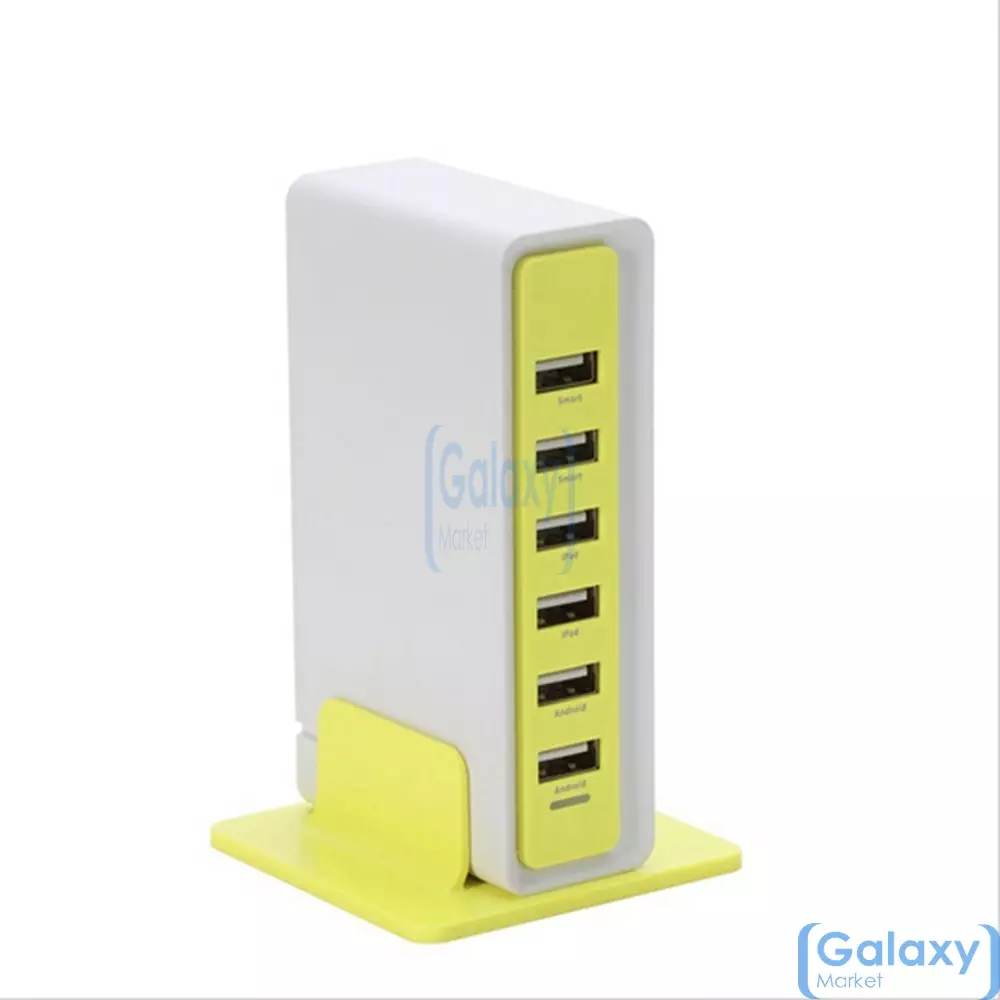 Зарядная станция Rock AC Chardger 8.0 A для смартфонов и телефонов от розетки 220В Yellow+White (Жёлтый+Белый)