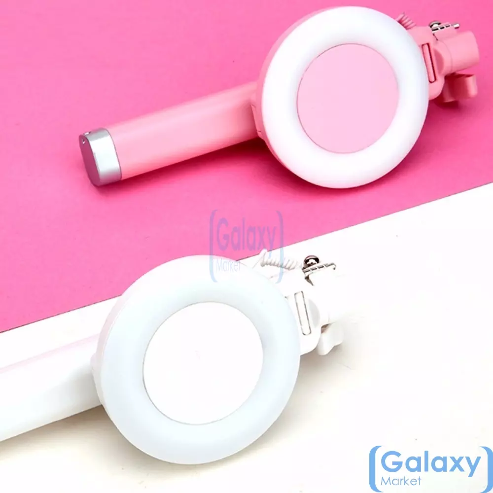  Оригинальная селфи палка Rock c светодиодной подсветкой для Apple iPhone смартфонов Pink (Розовый) ROT0770