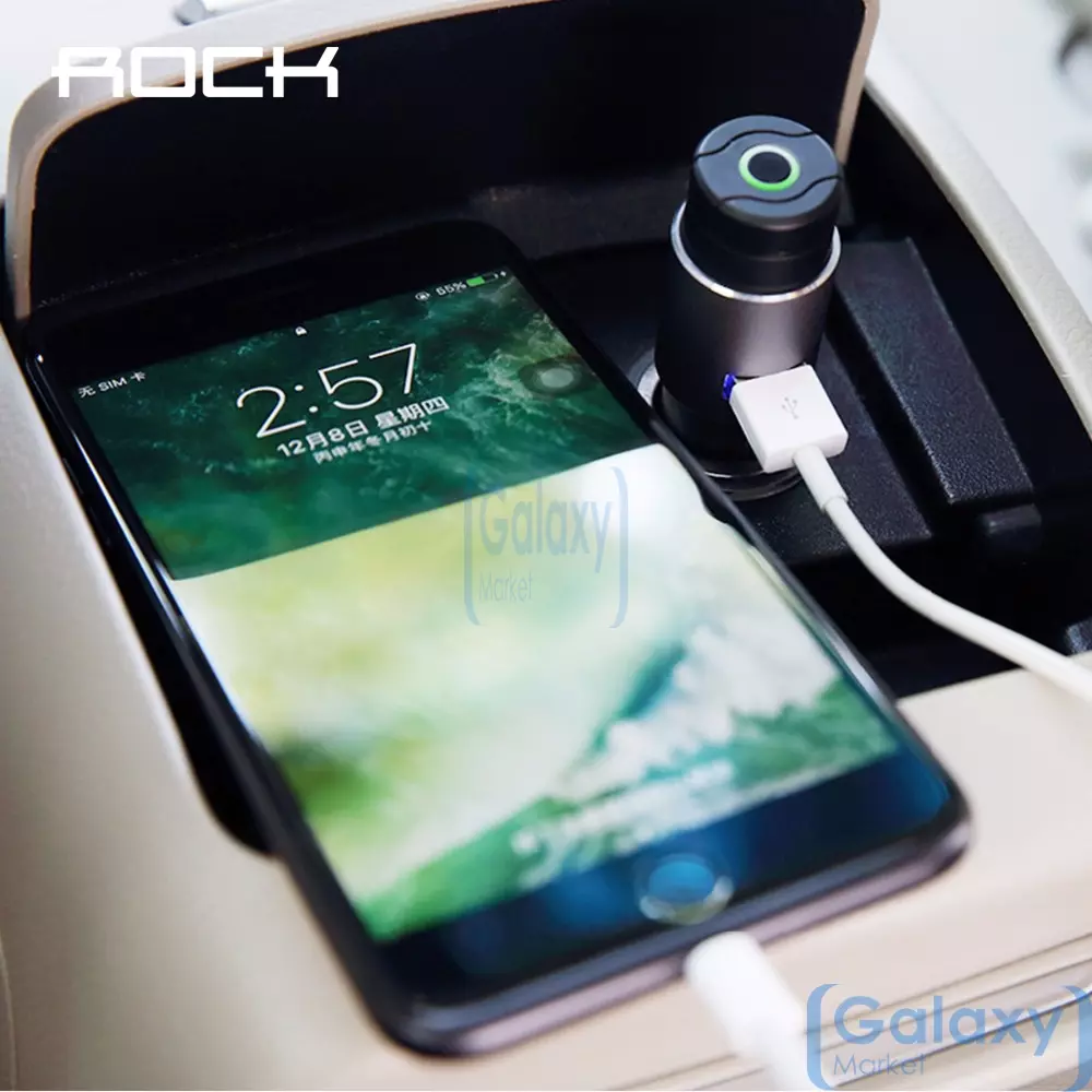 Беспроводные Bluetooth наушники и Автомобильное Зарядное Устройство от прикуривателя для смартфонов Rock White (Белый)