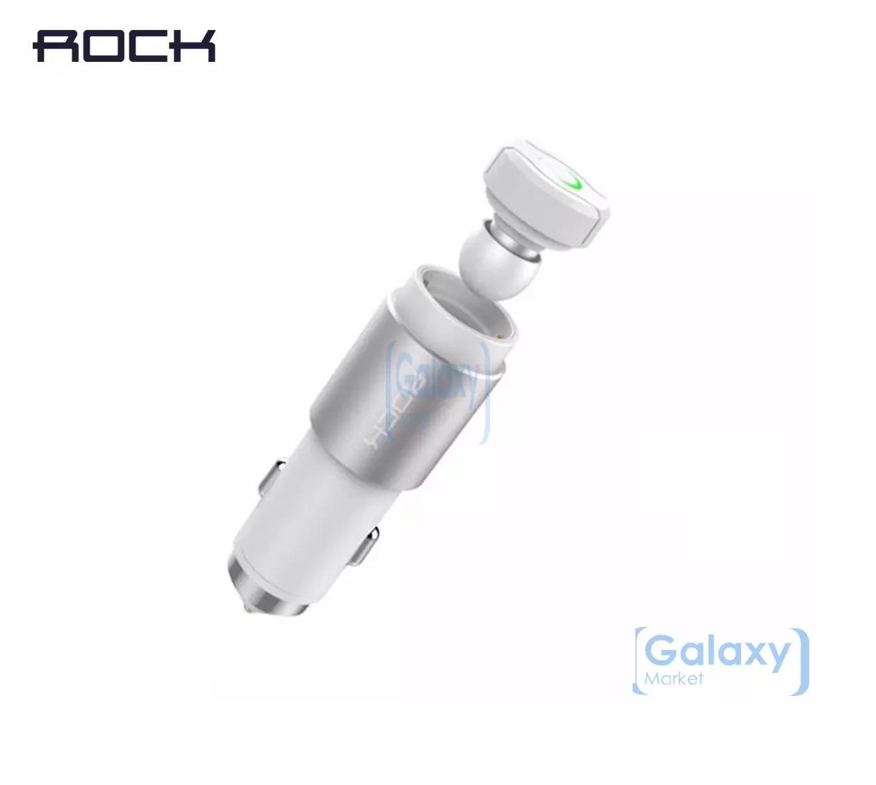 Беспроводные Bluetooth наушники и Автомобильное Зарядное Устройство от прикуривателя для смартфонов Rock White (Белый)
