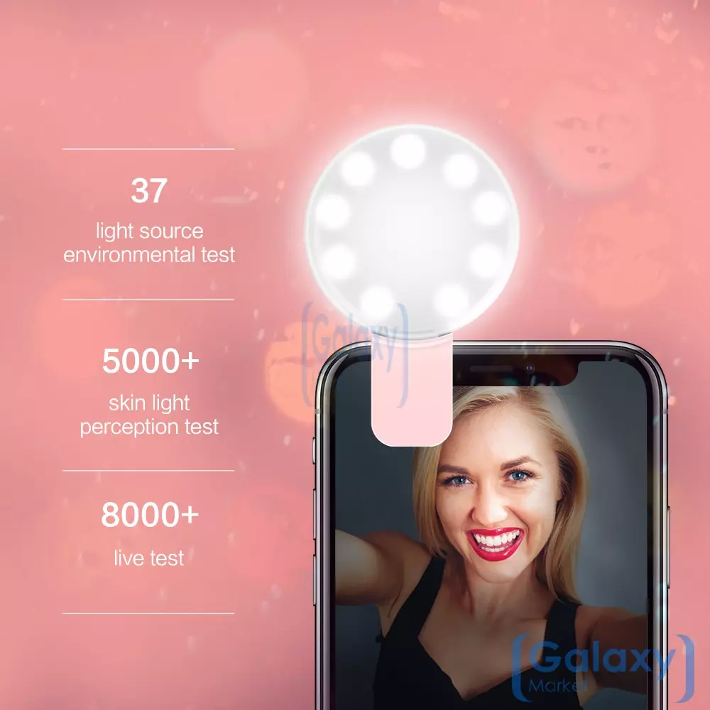  Светодиодная вcпышка Floveme selfie ring для смартфонов Snow White (Белый) RK-17