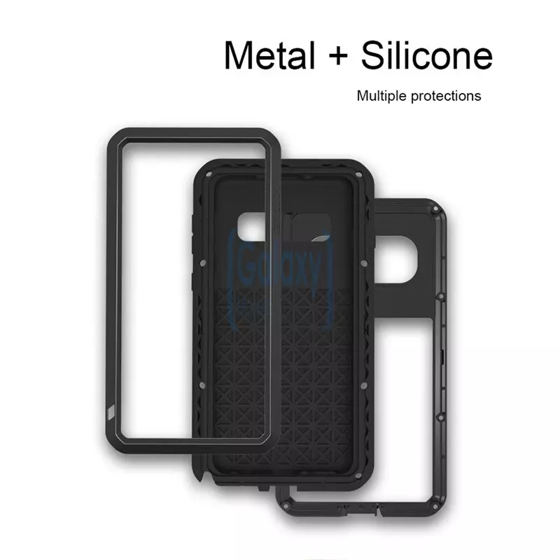 Противоударный металлический Чехол бампер Love Mei Powerful для Samsung Galaxy S10 Black (Черный)