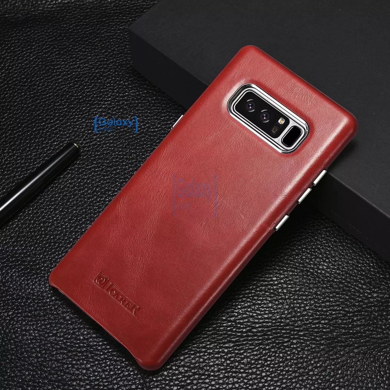 Чехол бампер с натуральной кожи Icarer Transformers Vintage Back Cover Case для Samsung Galaxy Note 8 Red (Красный)