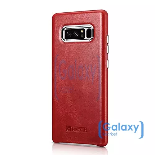 Чехол бампер с натуральной кожи Icarer Transformers Vintage Back Cover Case для Samsung Galaxy Note 8 Red (Красный)