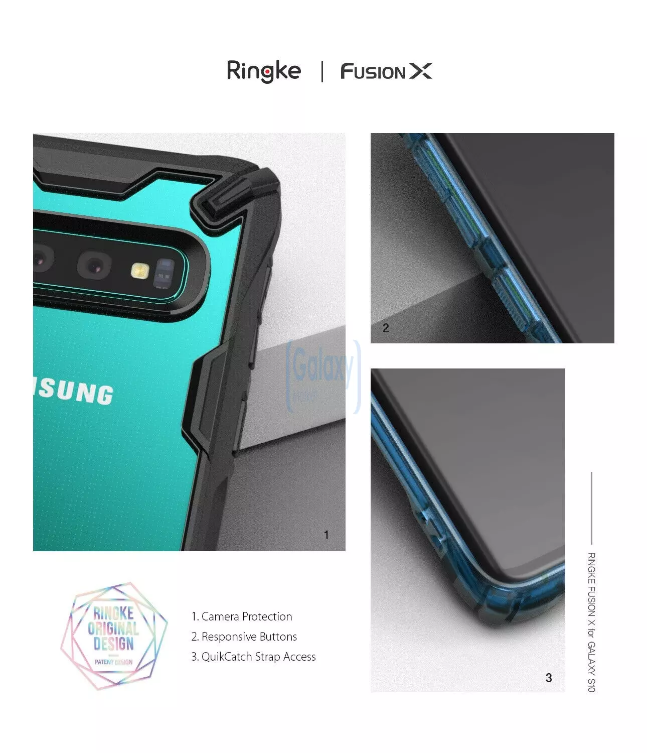 Чехол бампер Ringke Fusion-X Case для Samsung Galaxy S10 Plus Blue (Синий)