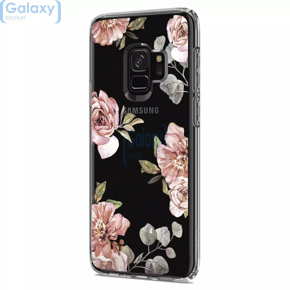Чехол бампер Spigen Case Liquid Crystal Blossom Series для Samsung Galaxy S9 Flower (Цветок)