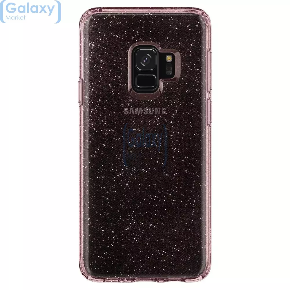 Чехол бампер Spigen Case Liquid Crystal Glitter Series для Samsung Galaxy S9 Rose Quartz (Розовый кварц)