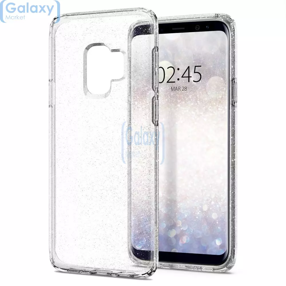Чехол бампер Spigen Case Liquid Crystal Glitter Series для Samsung Galaxy S9 Crystal Quartz (Прозрачный кварц)