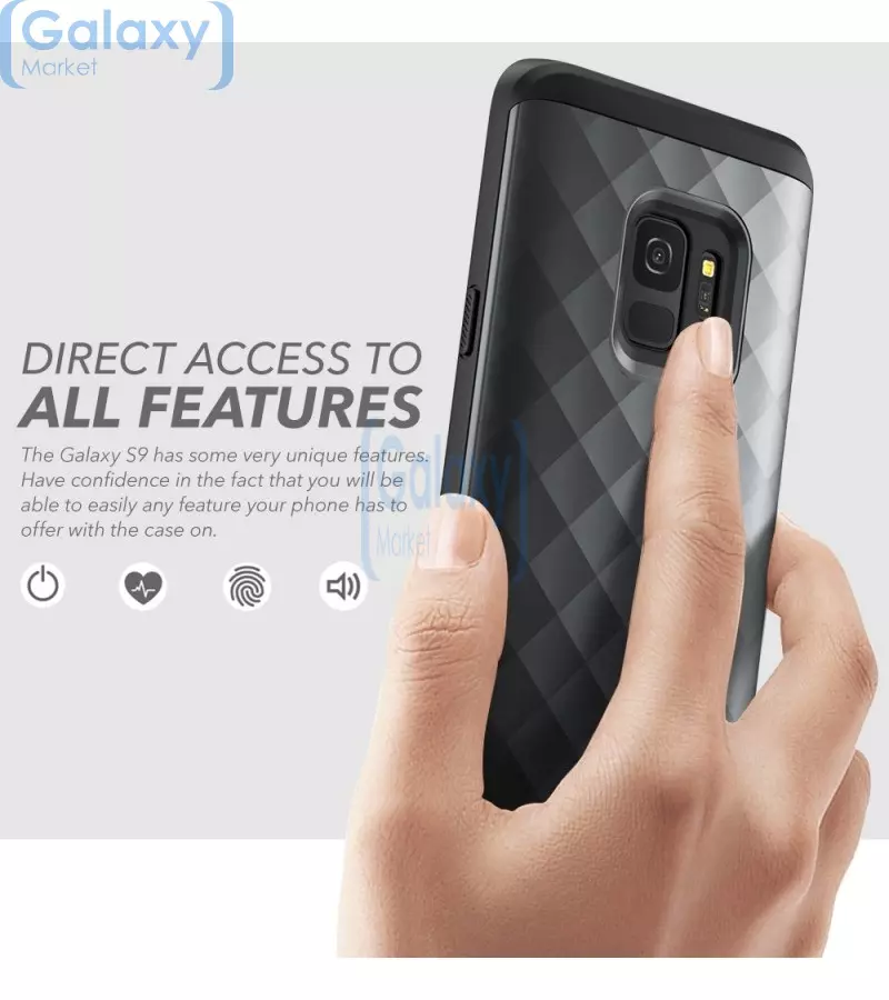 Чехол бампер Clayco Hera Full-Body Case with Screen Protector для Samsung Galaxy S9 Plus Black (Черный)