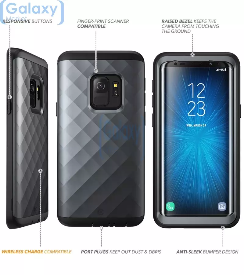 Чехол бампер Clayco Hera Full-Body Case with Screen Protector для Samsung Galaxy S9 Black (Черный)