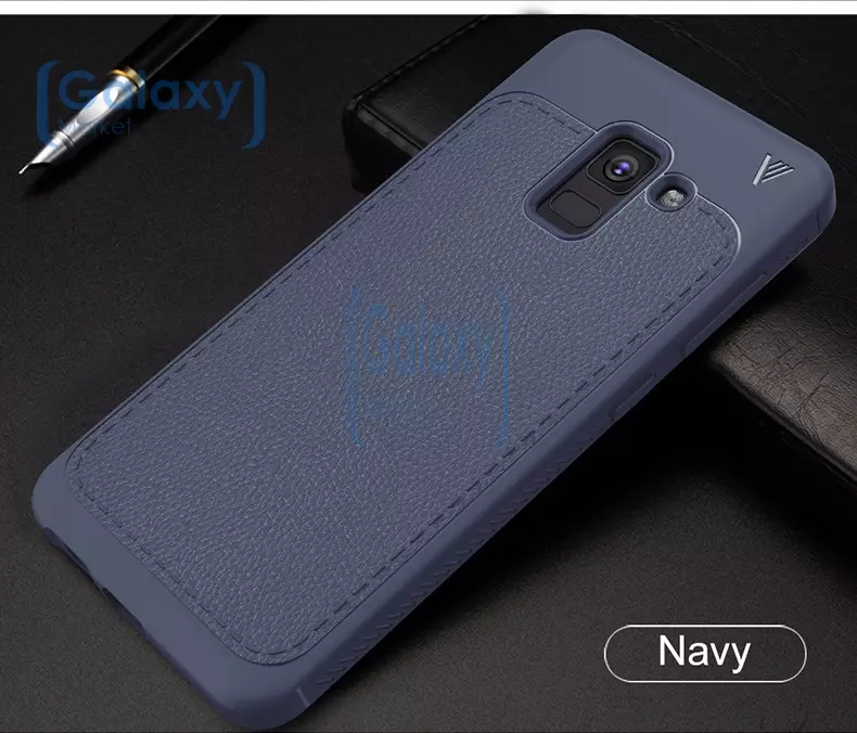 Чехол бампер Lenuo Leather Fit Series для Samsung Galaxy A8 Plus Blue (Синий)