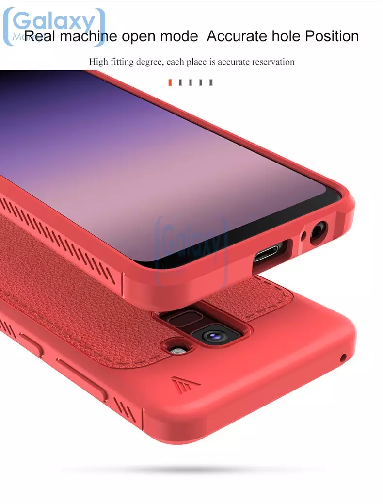 Чехол бампер Lenuo Leather Fit Series для Samsung Galaxy A8 Plus Red (Красный)