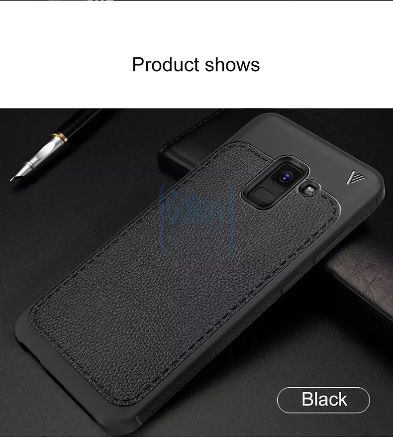 Чехол бампер Lenuo Leather Fit Series для Samsung Galaxy A8 Plus Black (Черный)