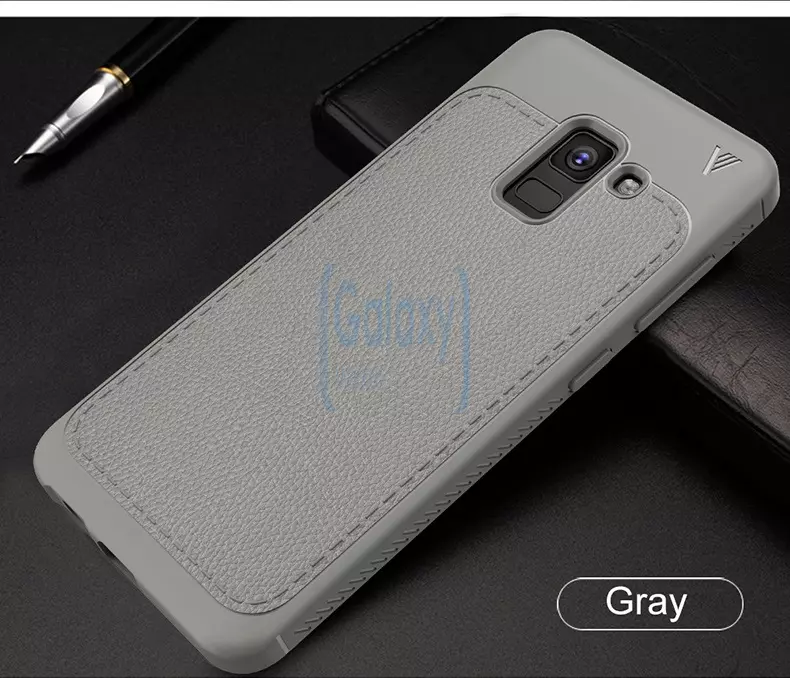 Чехол бампер Lenuo Leather Fit Series для Samsung Galaxy A8 Plus Gray (Серый)