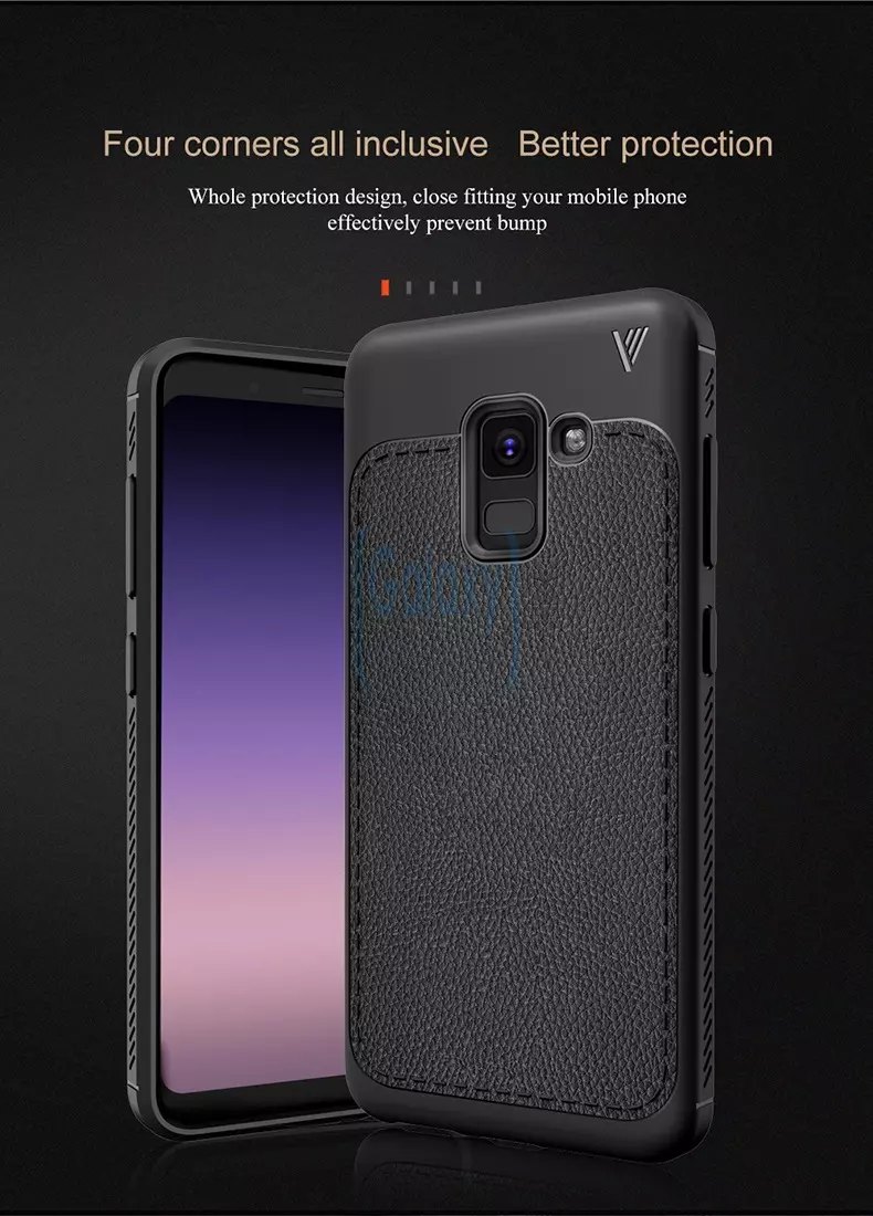 Чехол бампер Lenuo Leather Fit Series для Samsung Galaxy A8 Plus Black (Черный)