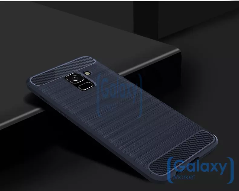 Чехол бампер Ipaky Carbon Fiber для Samsung Galaxy A7 (A7 2018) Blue (Синий)