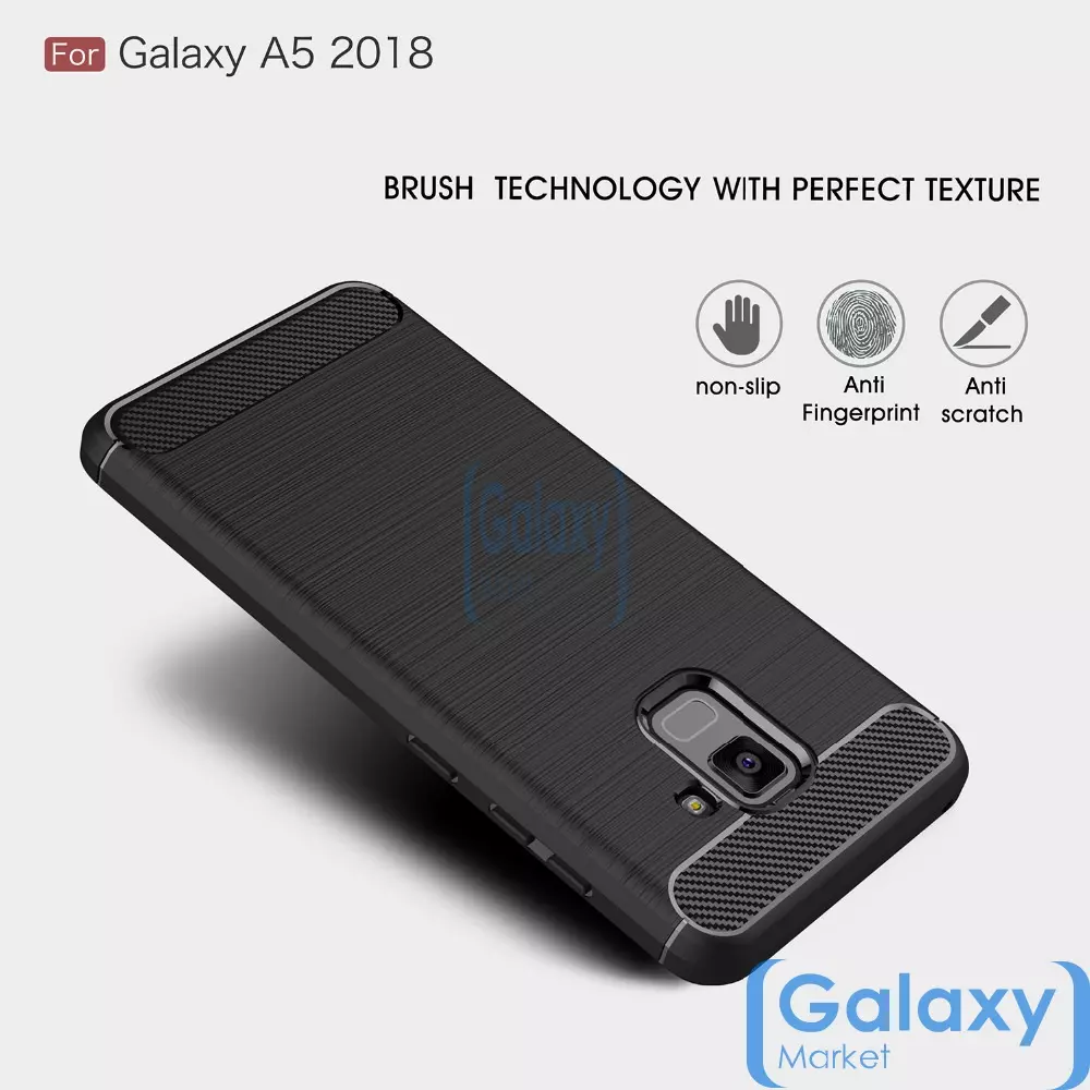 Чехол бампер Ipaky Carbon Fiber для Samsung Galaxy J4 2018 Gray (Серый)