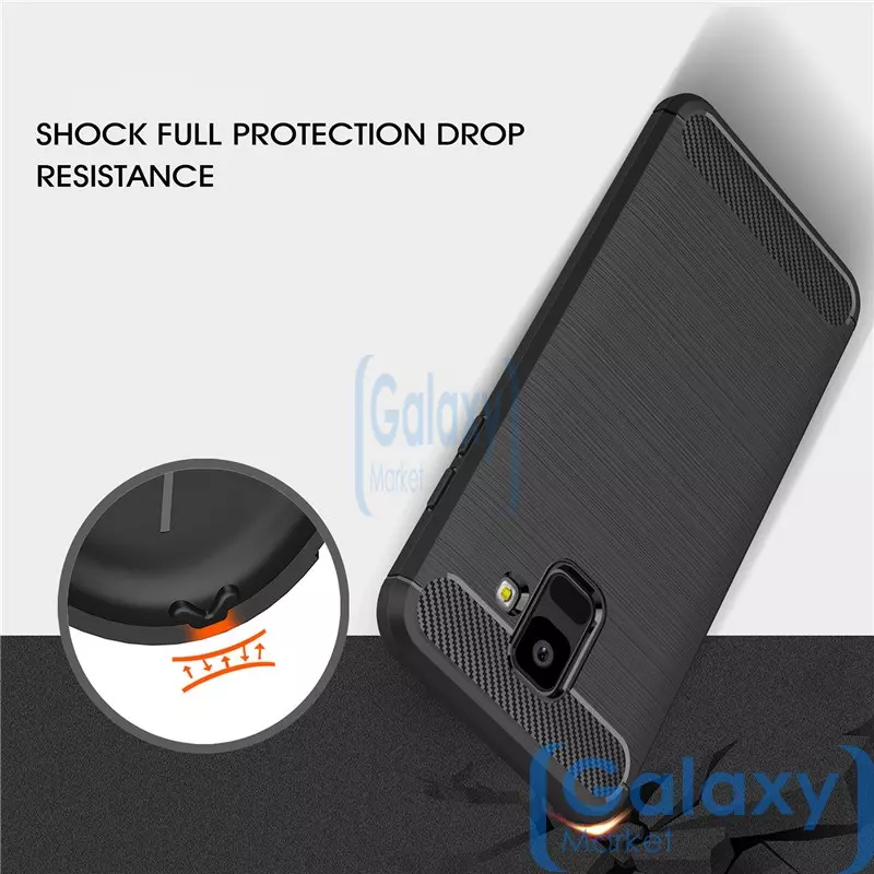 Чехол бампер Ipaky Carbon Fiber для Samsung Galaxy J6 2018 Gray (Серый)