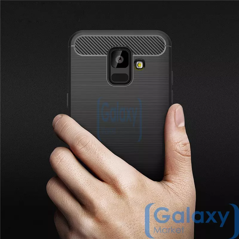 Чехол бампер Ipaky Carbon Fiber для Samsung Galaxy J6 2018 Black (Черный)