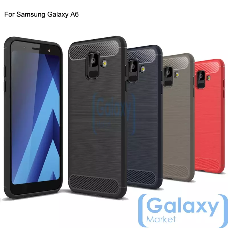 Чехол бампер Ipaky Carbon Fiber для Samsung Galaxy J6 2018 Gray (Серый)