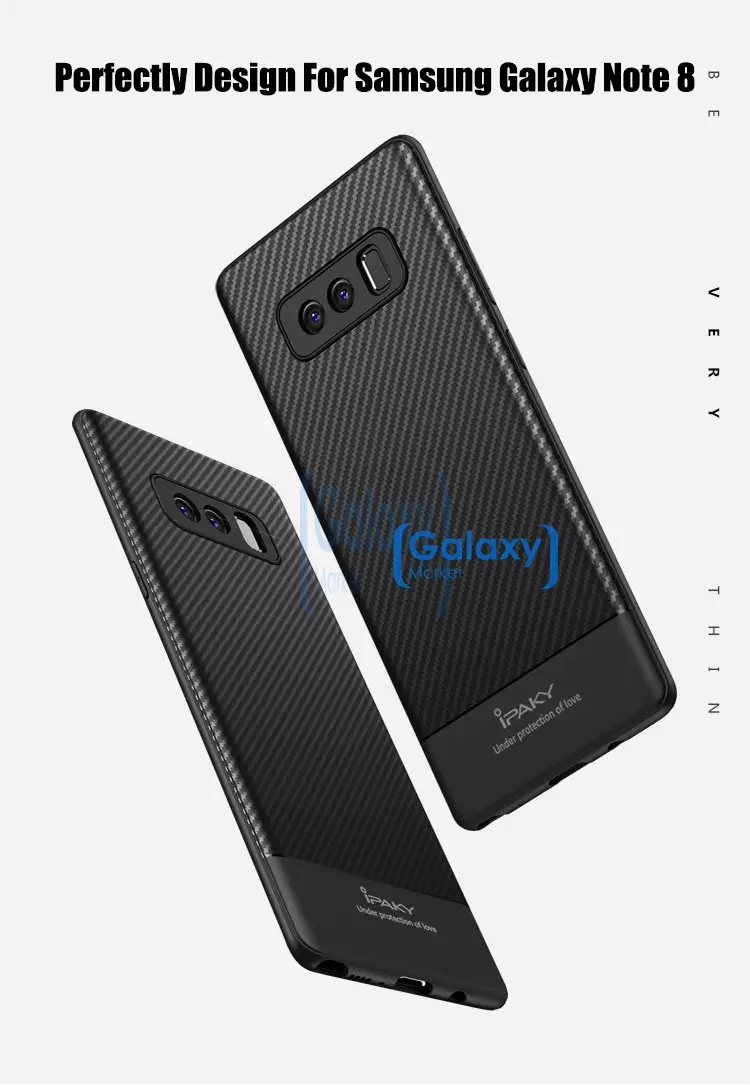 Чехол бампер Ipaky Carbon Fiber Extra для Samsung Galaxy Note 8 Black (Черный)