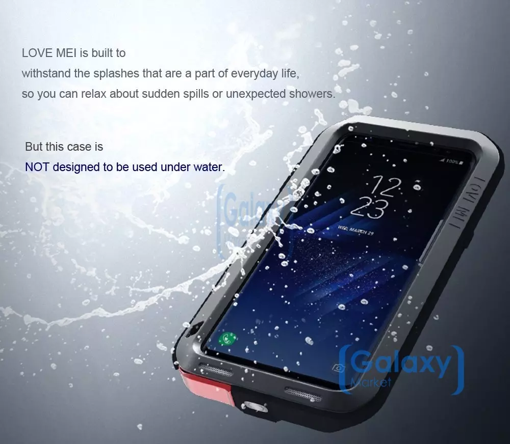 Противоударный металлический Чехол бампер Love Mei Powerful Case для Samsung Galaxy S8 Red (Красный)