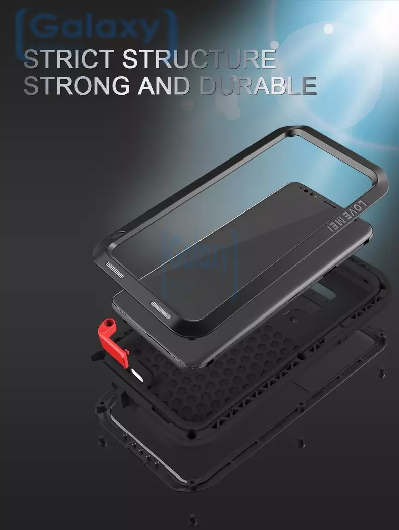 Противоударный металлический Чехол бампер Love Mei Powerful для Samsung Galaxy S9 Black (Черный)