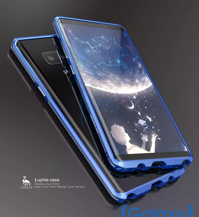 Металлический Чехол бампер Luphie Sword для Samsung Galaxy Note 8 Blue & Silver (Синий/Серебристый )