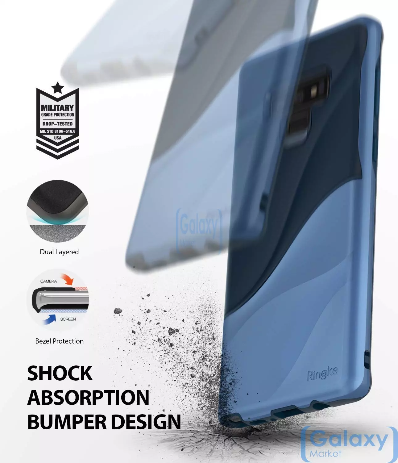 Чехол бампер Ringke Wave Case для Samsung Galaxy Note 9 Coastal Blue (Прибрежный синий)