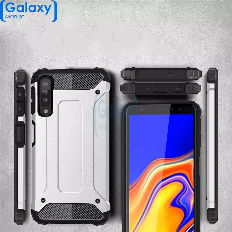 Чехол бампер Rugged Hybrid Tough Armor Case для Samsung Galaxy A7 (2018) White (Белый)
