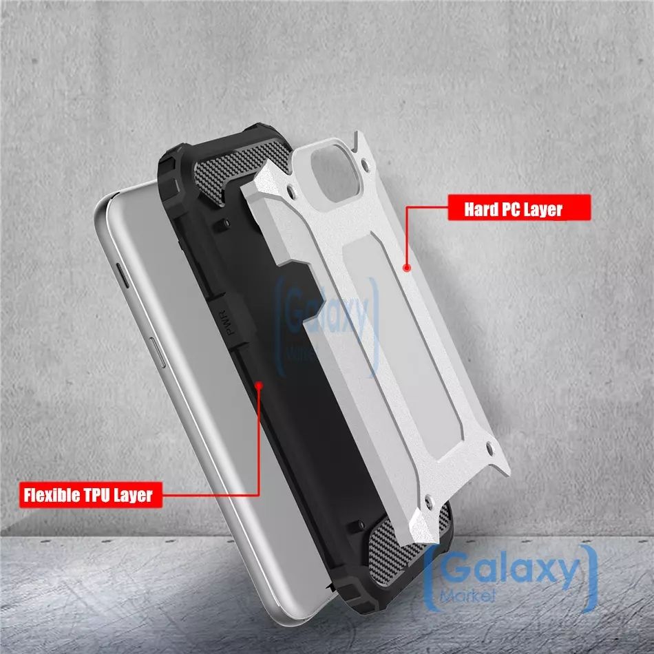 Чехол бампер Rugged Hybrid Tough Armor Case для Samsung Galaxy A3 (A3 2017) Grey (Серый)