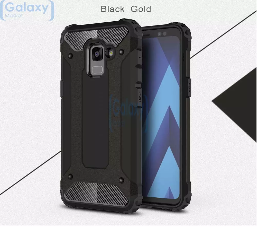 Чехол бампер Rugged Hybrid Tough Armor Case для Samsung Galaxy A8 Plus Black (Черный)